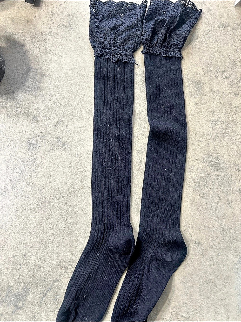 Black Lace Top Knee High Socks